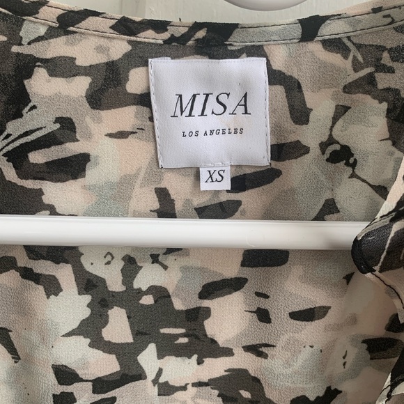 Misa Los Angeles Everly Ruffle Wrap Dress Black & White XS - Picture 4 of 6